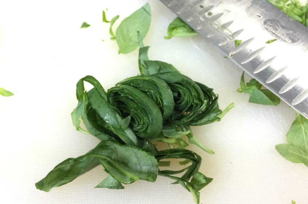 basil chiffonade